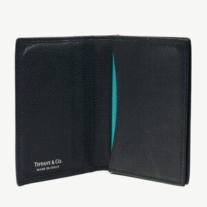 Tiffany & Co. Black Grained-Leather Bifold Card Holder